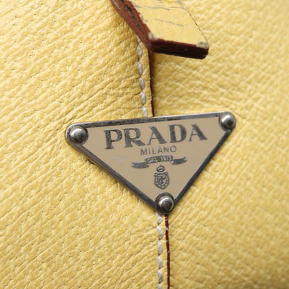 PRADA Hand Bag Canvas Beige Silver Auth 86908