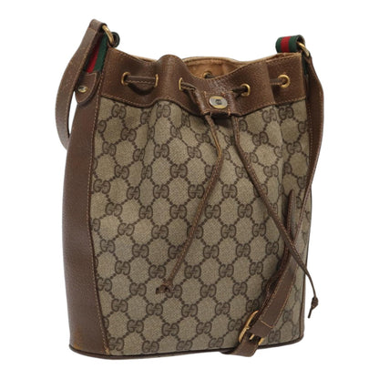 GUCCI GG Supreme Web Sherry Line Shoulder Bag Beige Gold 41 02 034 Auth 86914