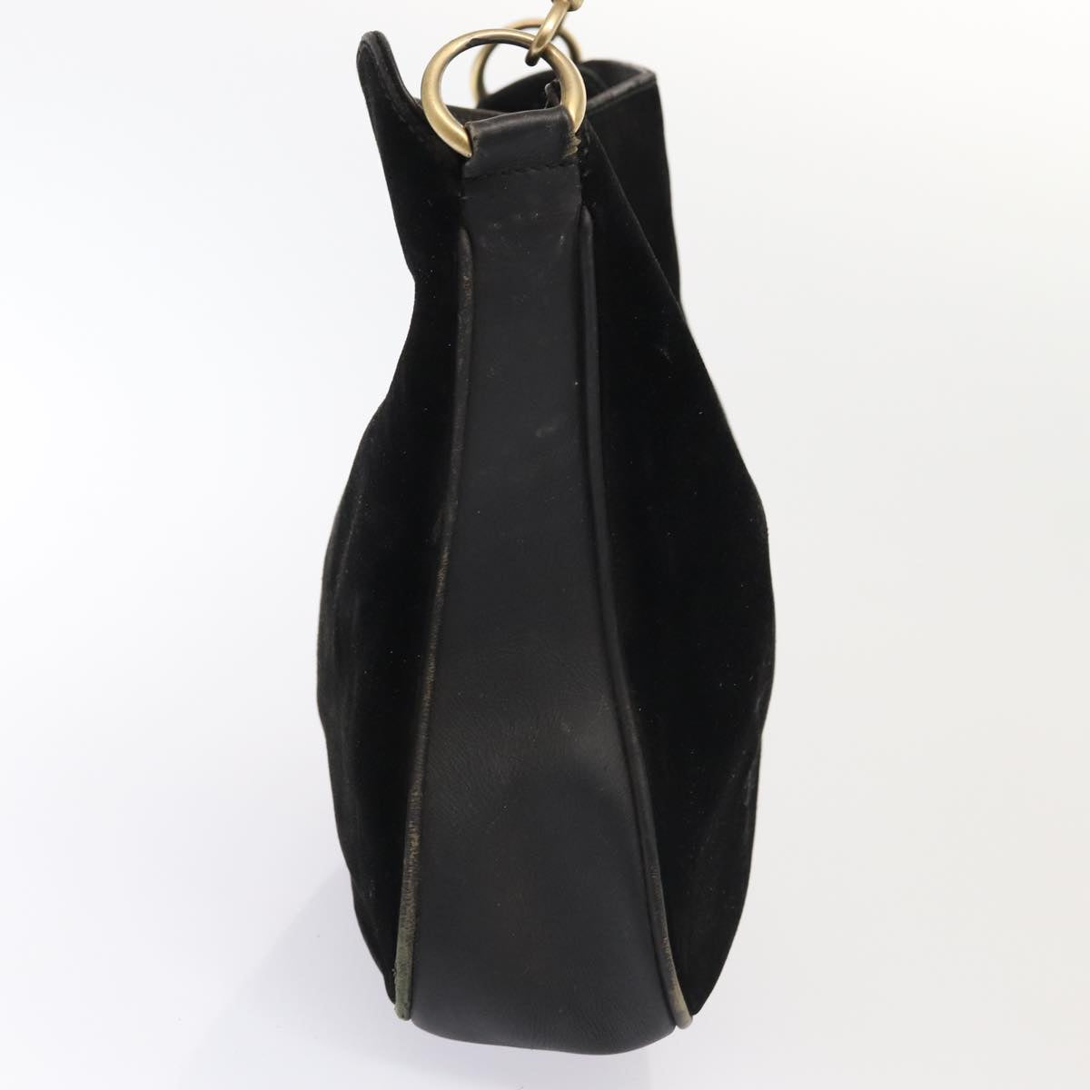 GUCCI Bamboo Hand Bag Suede 2way Black Gold 001 2058 1638 0 Auth 86967