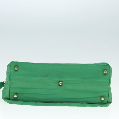 PRADA Hand Bag Nylon Green Gold Auth 86987