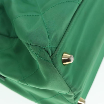 PRADA Hand Bag Nylon Green Gold Auth 86987