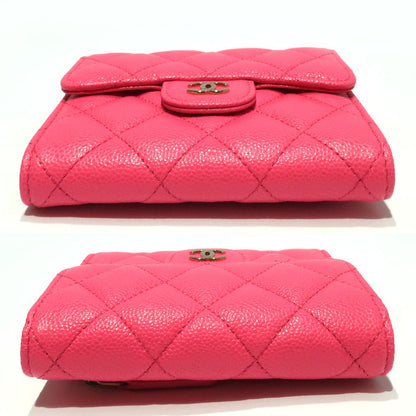 Chanel Wallet Matrasse Caviar S Three Fold Pink Leather Gold   Small Boxes