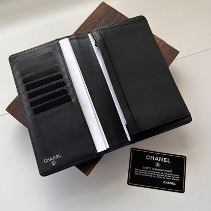 Chanel Black Caviar Leather Timeless L Yen Wallet MR