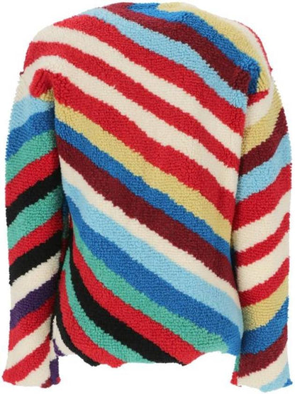 Luxury Bottega Veneta Striped Crew Neck Wool Knit Top