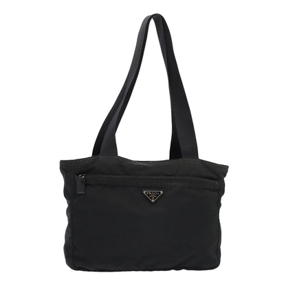 PRADA Tote Bag Nylon Black Silver Auth 87013