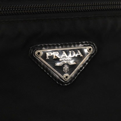 PRADA Tote Bag Nylon Black Silver Auth 87013