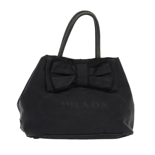 PRADA Shoulder Bag Nylon Black Gold Auth 87028