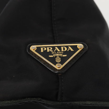 PRADA Shoulder Bag Nylon Black Gold Auth 87028