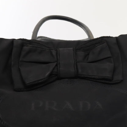 PRADA Shoulder Bag Nylon Black Gold Auth 87028