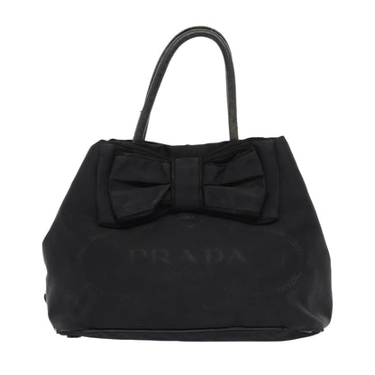 PRADA Shoulder Bag Nylon Black Gold Auth 87028