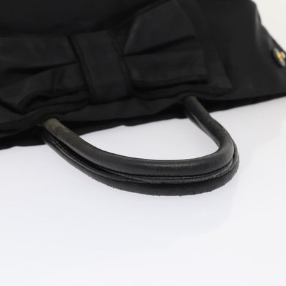 PRADA Shoulder Bag Nylon Black Gold Auth 87028