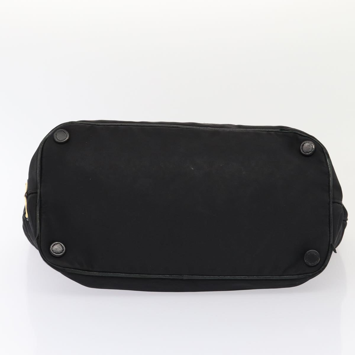 PRADA Shoulder Bag Nylon Black Gold Auth 87028