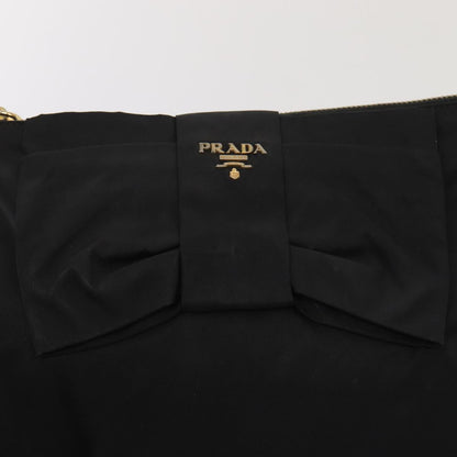 PRADA Shoulder Bag Nylon Black Gold Auth 87081