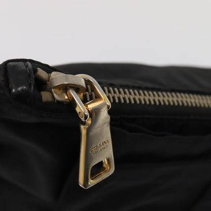 PRADA Shoulder Bag Nylon Black Gold Auth 87081