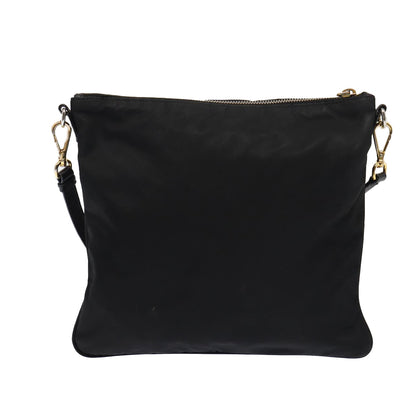 PRADA Shoulder Bag Nylon Black Gold Auth 87081