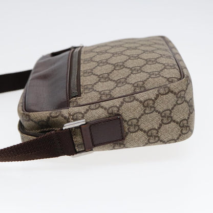 GUCCI GG Supreme Shoulder Bag PVC Leather Beige Silver 114291 Auth 87094