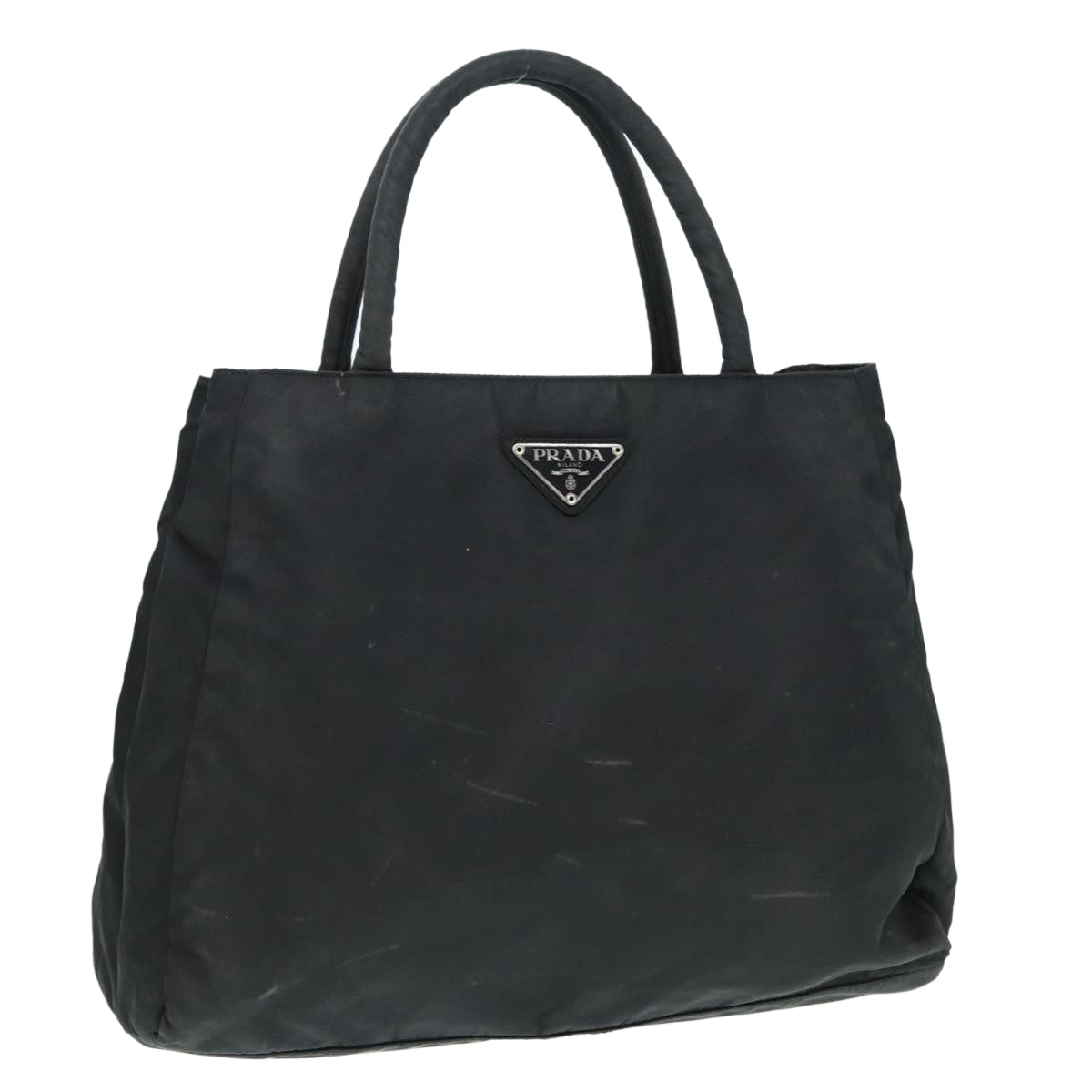 PRADA Hand Bag Nylon Black Silver Auth 87165