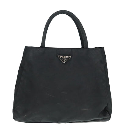 PRADA Hand Bag Nylon Black Silver Auth 87165