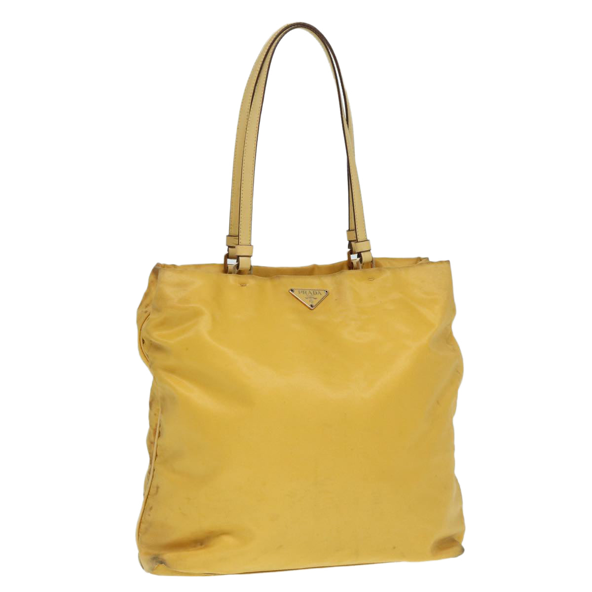 PRADA Tote Bag Nylon Yellow Gold Auth 87177