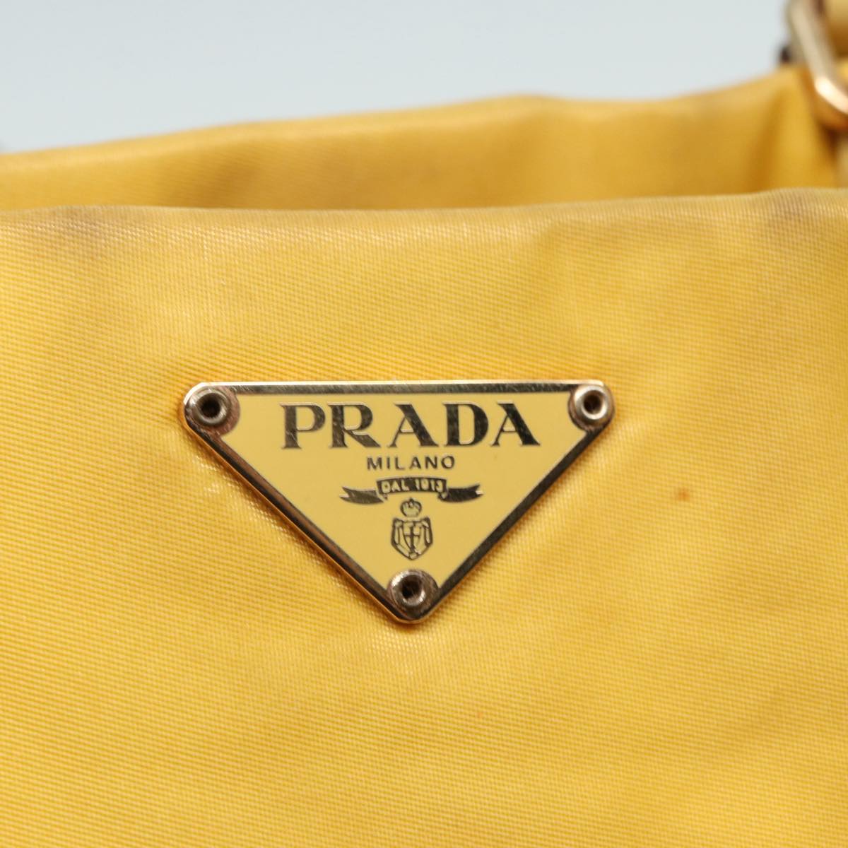 PRADA Tote Bag Nylon Yellow Gold Auth 87177