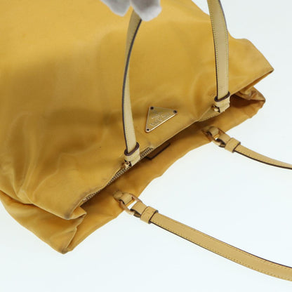 PRADA Tote Bag Nylon Yellow Gold Auth 87177