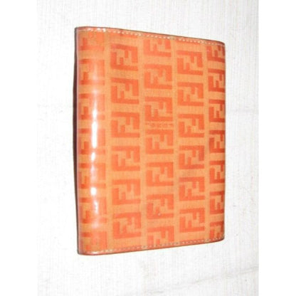 Fendi Orange Zucchino Print & Taupe Leather Wallet