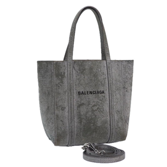 Balenciaga Everyday Tote XXS Hand Bag Leather 2way Silver Silver Auth 87205