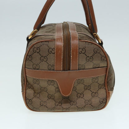 GUCCI GG Canvas Hand Bag Gold Brown Auth 87220