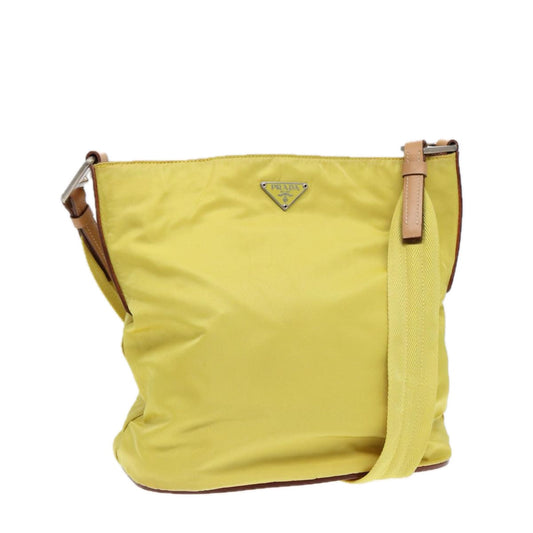 PRADA Shoulder Bag Nylon Yellow Auth 87348