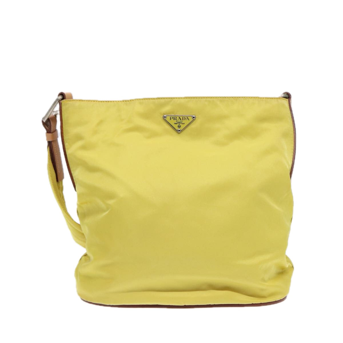 PRADA Shoulder Bag Nylon Yellow Auth 87348