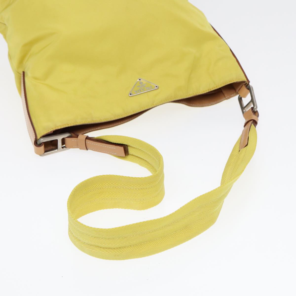 PRADA Shoulder Bag Nylon Yellow Auth 87348