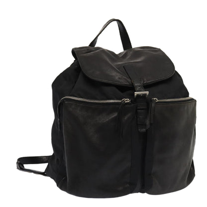 PRADA Backpack Nylon Leather Black Auth 87351