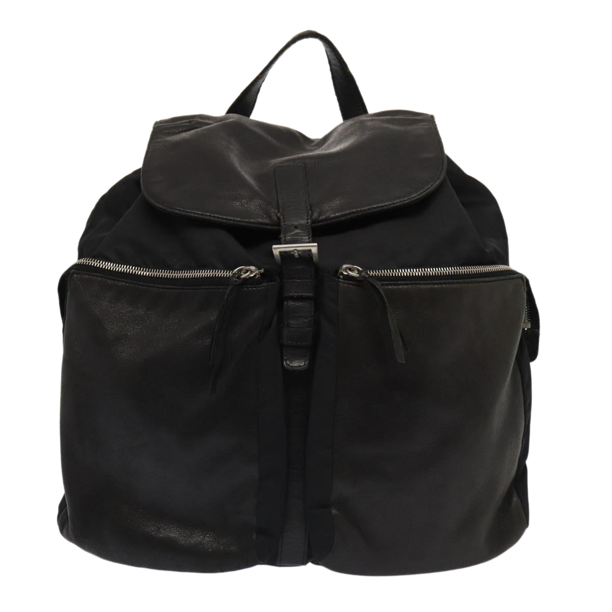 PRADA Backpack Nylon Leather Black Auth 87351