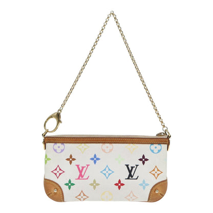 LOUIS VUITTON Multicolor Pochette Mira MM Pouch White M60096 LV Auth 87357