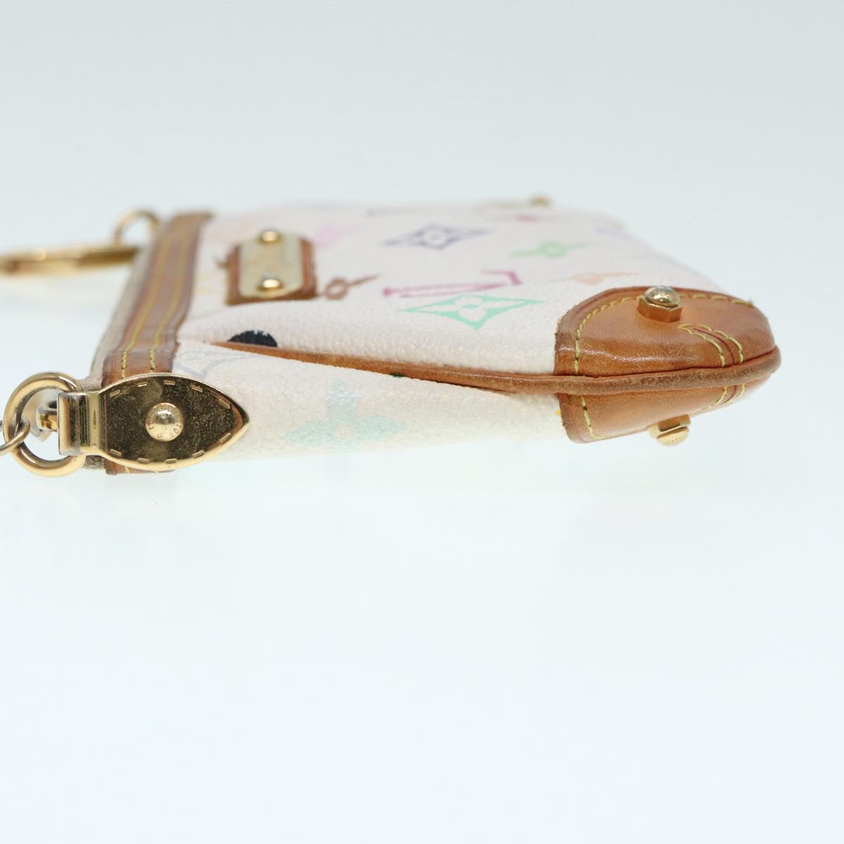LOUIS VUITTON Multicolor Pochette Mira MM Pouch White M60096 LV Auth 87357