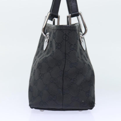 GUCCI GG Canvas Hand Bag Black Silver 120844 Auth 87404