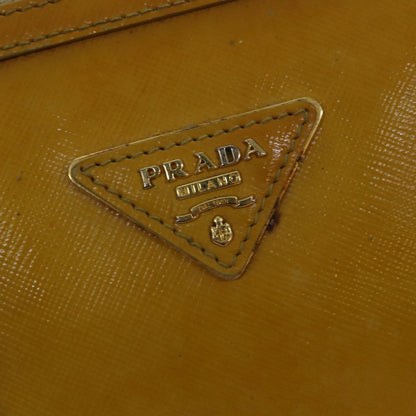 PRADA Hand Bag Safiano leather 2way Yellow Gold Auth 87430