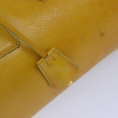 PRADA Hand Bag Safiano leather 2way Yellow Gold Auth 87430