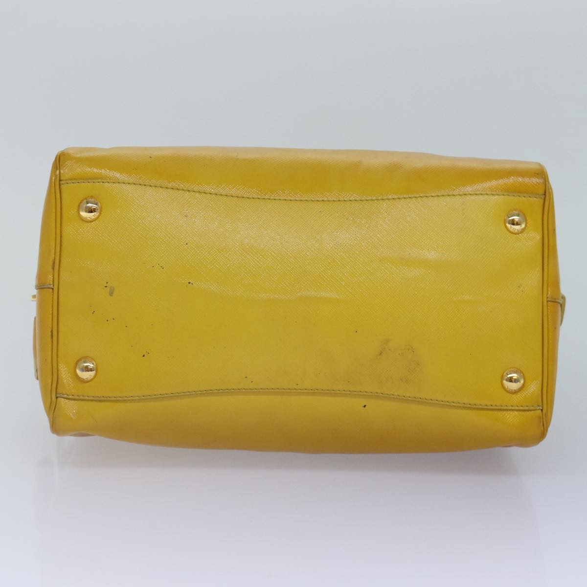 PRADA Hand Bag Safiano leather 2way Yellow Gold Auth 87430