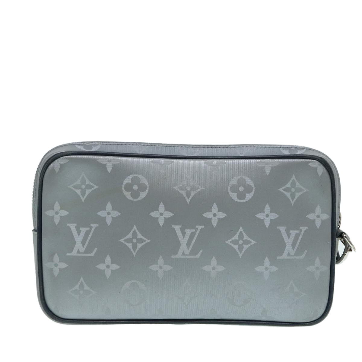 LOUIS VUITTON Monogram Satellite Alpha Clutch Bag Silver M44171 LV Auth 87443