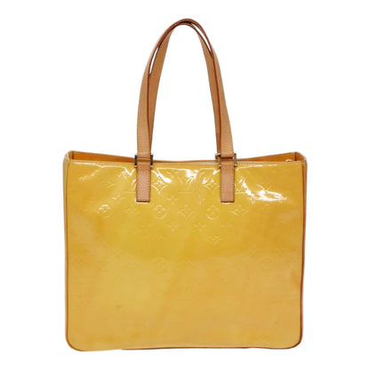 LOUIS VUITTON Monogram Vernis Columbus Tote Bag Lime Yellow M91047 LV Auth 87528