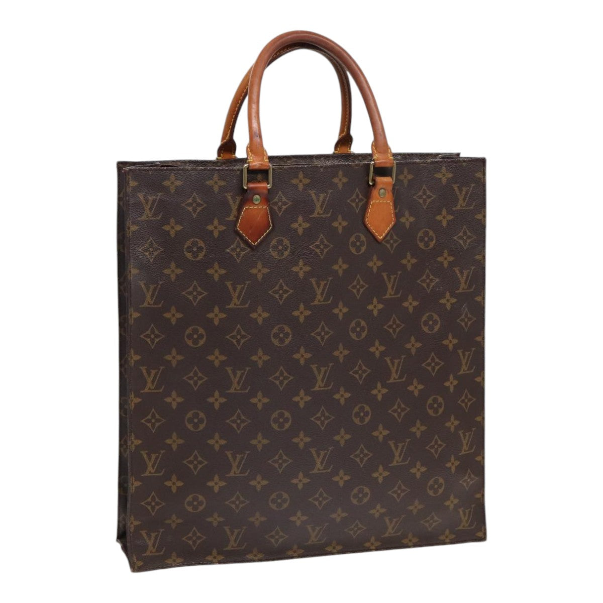 LOUIS VUITTON Monogram Sac Plat Hand Bag M51140 LV Auth 87571