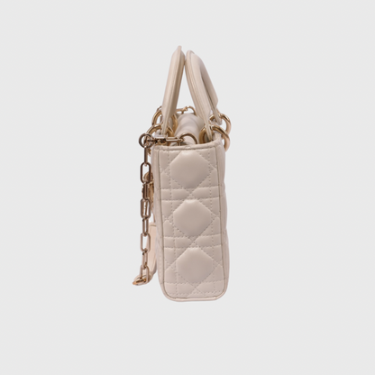 Christian Dior Lady D-Joy Medium Lambskin White GHW