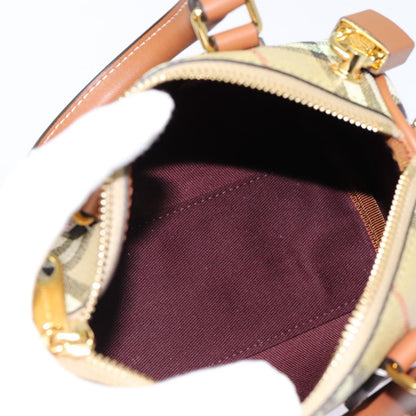 BURBERRY Nova Check Hand Bag PVC Leather 2way Beige Auth 87630S