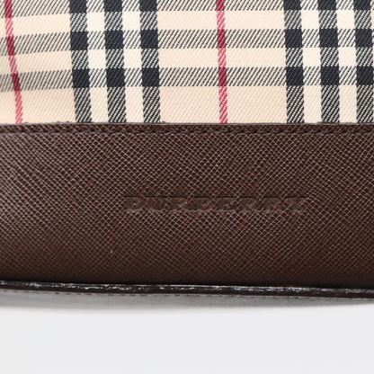 BURBERRY Nova Check Tote Bag Canvas Beige Brown Silver Auth 87632
