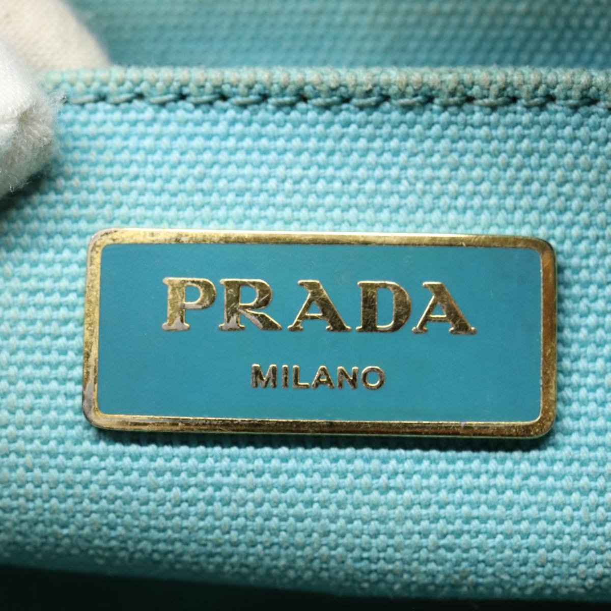 PRADA Canapa GM Hand Bag Canvas 2way Light Blue Auth 87668