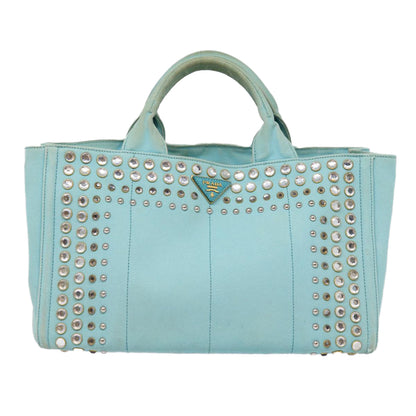 PRADA Canapa GM Hand Bag Canvas 2way Light Blue Auth 87668