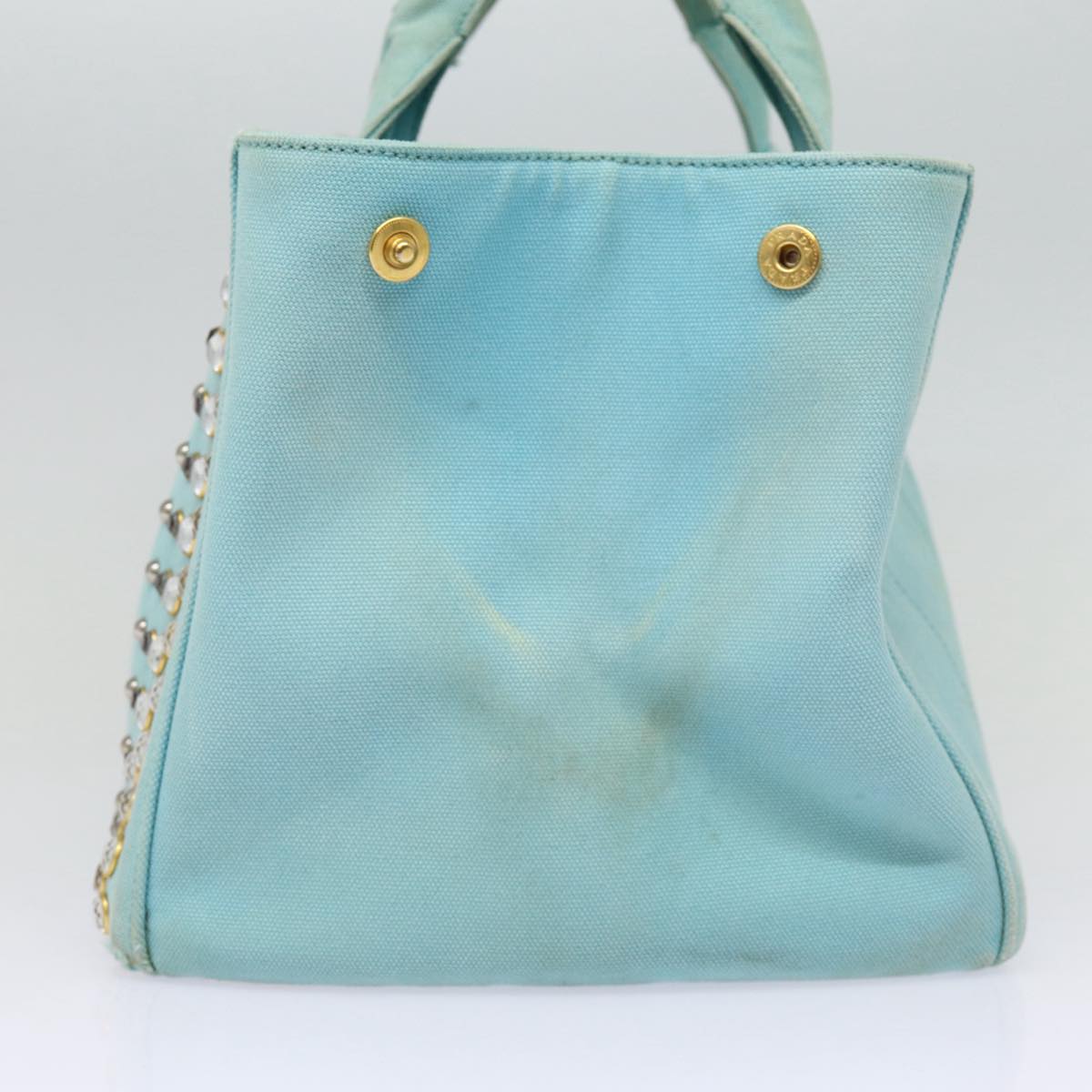 PRADA Canapa GM Hand Bag Canvas 2way Light Blue Auth 87668