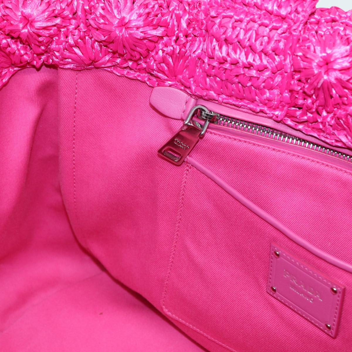 PRADA Canapa GM Hand Bag Raffia 2way Pink Auth 87669A