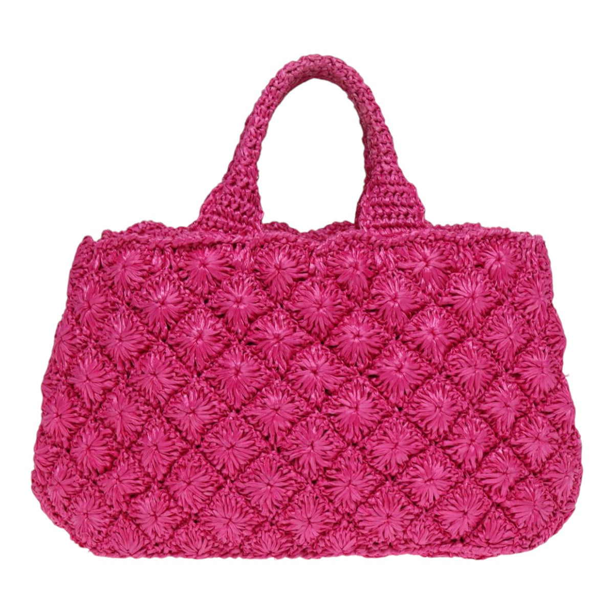 PRADA Canapa GM Hand Bag Raffia 2way Pink Auth 87669A